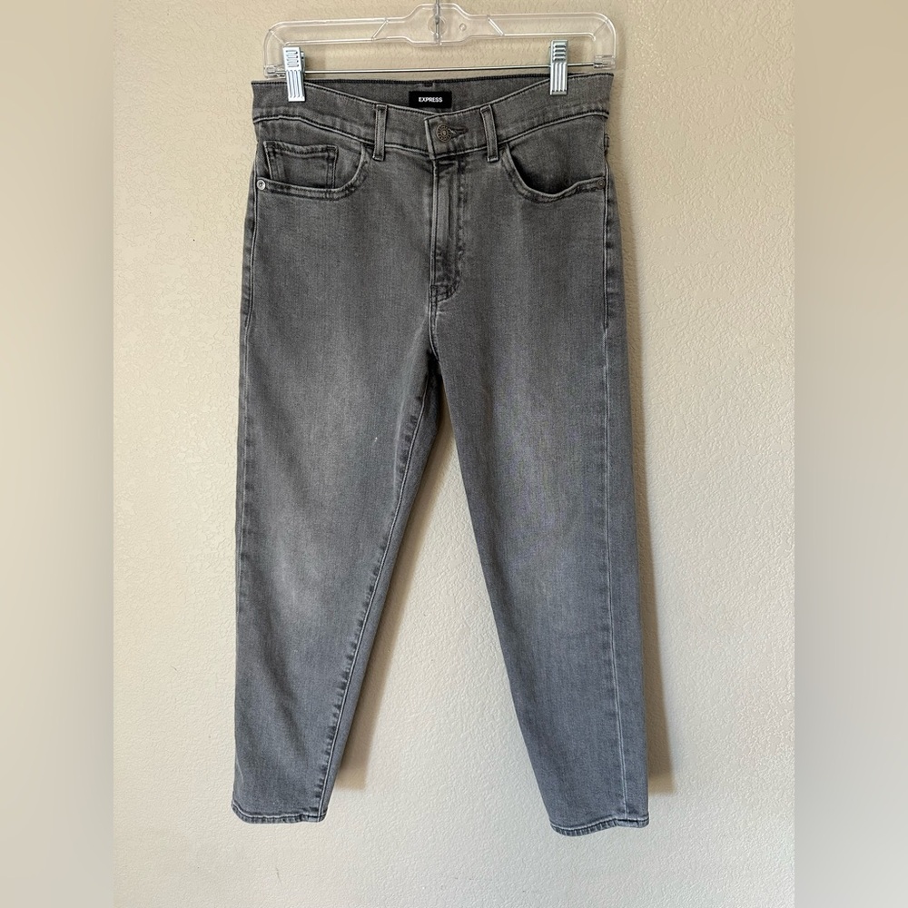 Express Women’s Gray Denim High Waisted Tapered Ankle‎ Jeans Size 6R